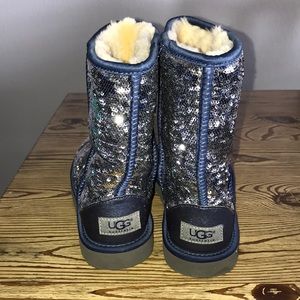 Navy blue and silver sequin Ugg boots